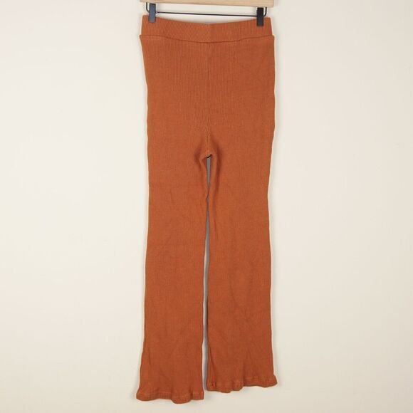Free People FP Beach Ribbed Flare Leg High Waist Brown Pants Womens Sz S - Picture 4 of 10